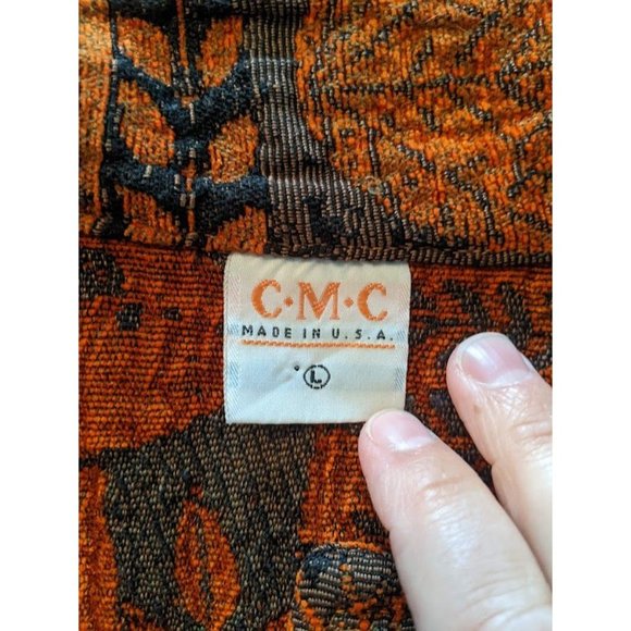 Womens Vintage CMC Tapestry 3 Button Blazer Size Large Fall Autumn Leaf Jacquard - Picture 11 of 11